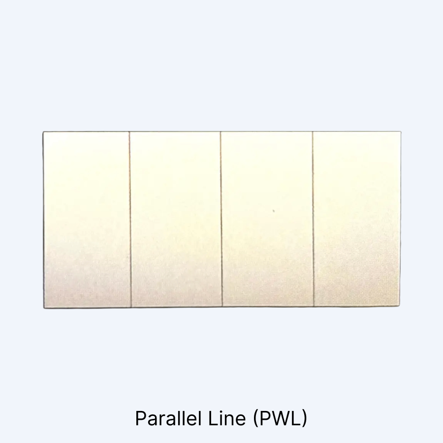 Side of walnut card tray with card groove and recessed card area.